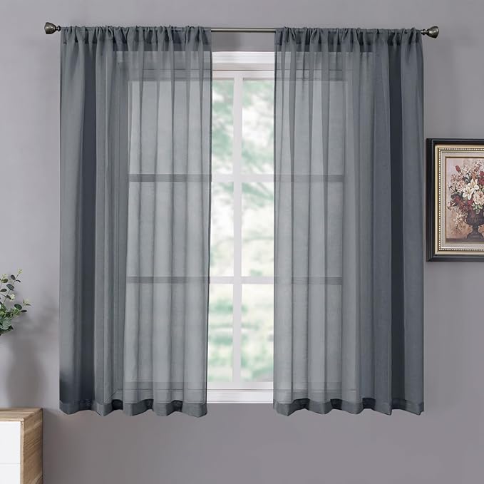 Tollpiz Sheer Curtains Linen Textured Living Room Curtain Sheers Light by Tollpiz