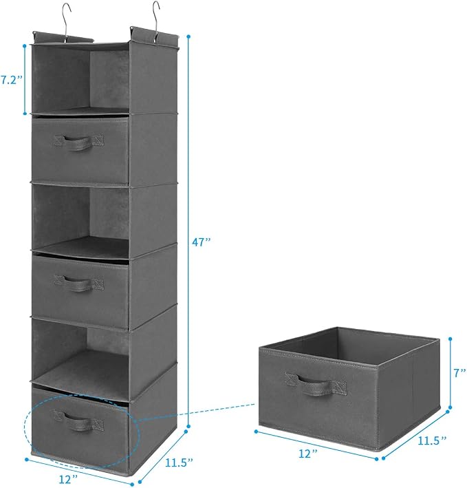 MAX Houser 6 Tier Shelf Hanging Closet Organizer, Closet Hanging Shelf - Image 3