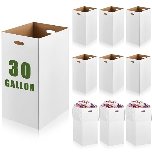 10 Pack 30 Gallon Corrugated Cardboard Trash Cans Bulk by Kritkin