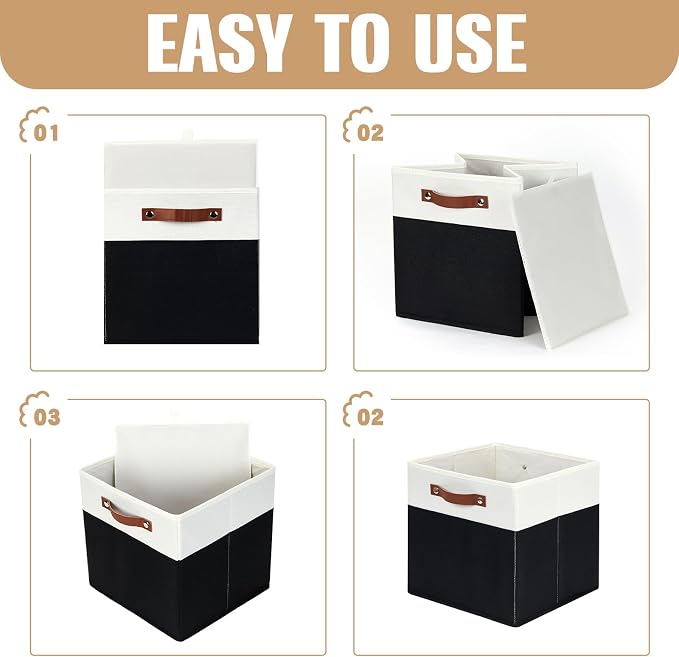DULLEMELO Fabric Storage Bins for Shelves, Cube Storage Organizer Bins - Image 6