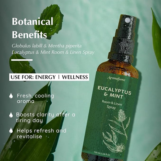 Eucalyptus & Mint Room, Linen & Pillow Spray by Aromafume | 100ml/3.38fl oz | - Image 2