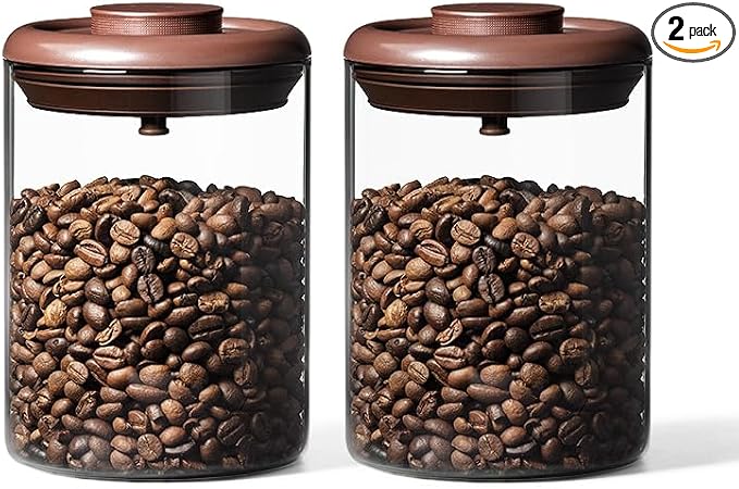 Ankou Glass Coffee Canister 900ml x 2 Jar, Airtight Food Storage Container by ANKOU