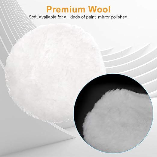 Linkstyle 6PCS 7 Inch Wool Buffing Pads Kit, Lambs Wool Polishing Bonnet Pads - Image 3