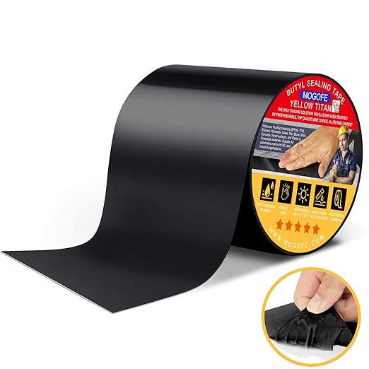 RV Roof Sealant Tape Black, 6 Inch x 50 Feet RV Repair Roof Sealer Seal Tape by MOGOFE