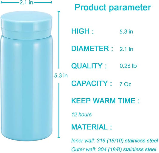 Mini Thermos Cute Water Bottle - 7 oz Tiny Insulated Vacuum 18/10 Stainless - Image 2
