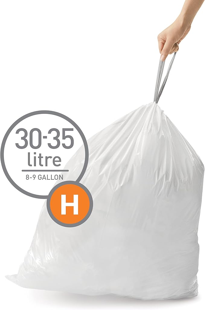 simplehuman Code H 60 Count, Dispenser Pack Custom Fit Liners, Drawstring Trash - Image 2