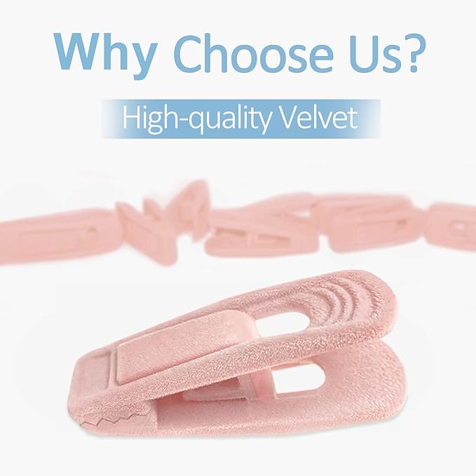 Light Pink Velvet Hangers, Non-Slip Strong Hanger Clips - Image 2