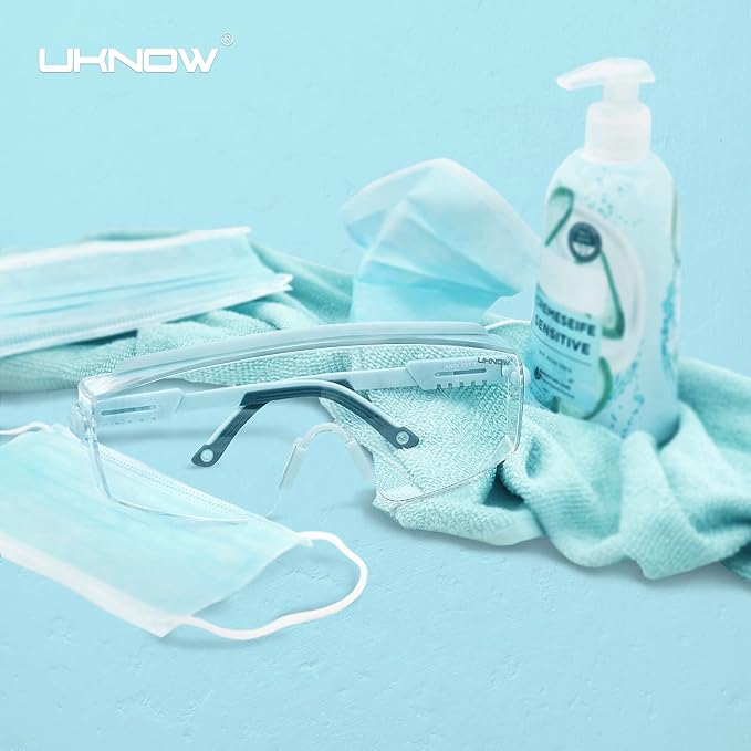 UKNOW Safety Goggles Over Glasses, Safety Glasses Anti Fog Wraparound Eye - Image 2