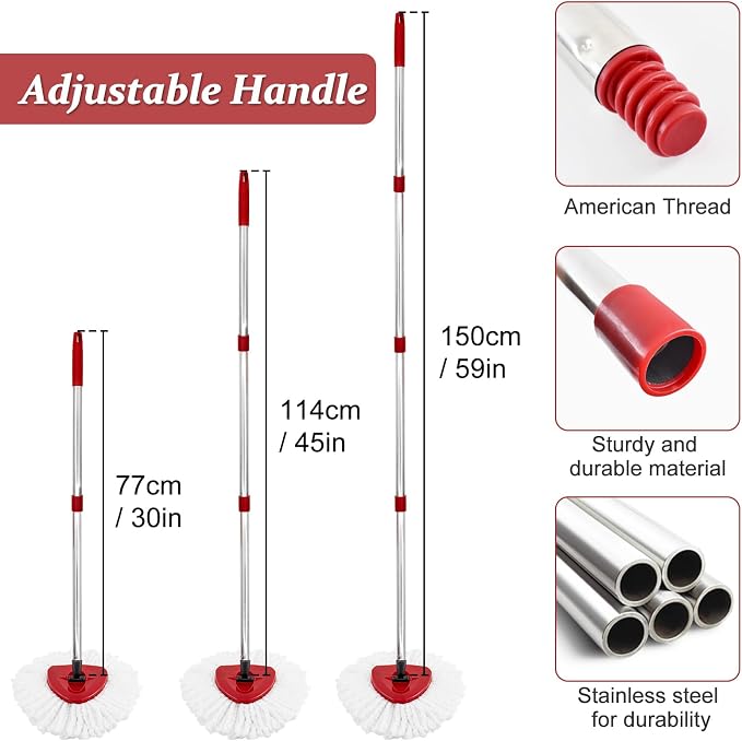 Spin Mop Handle Replacement for Ocedar, Mop Heads Replacements Compatible - Image 5