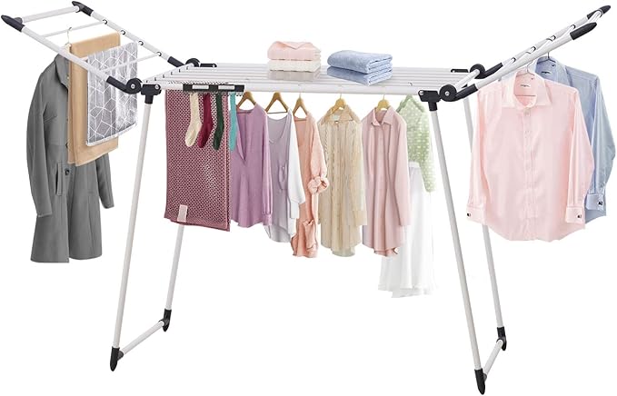 Clothes Drying Rack, Gullwing Laundry Rack, Collapsible, Space-Saving Laundry by YUBELLES