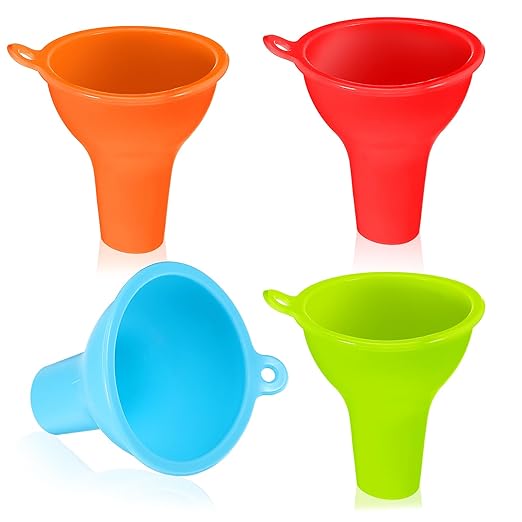 4Pcs Funnels for Kitchen Use Filling Bottles Silicone Funnel Wide Mouth Funnel by Unknown