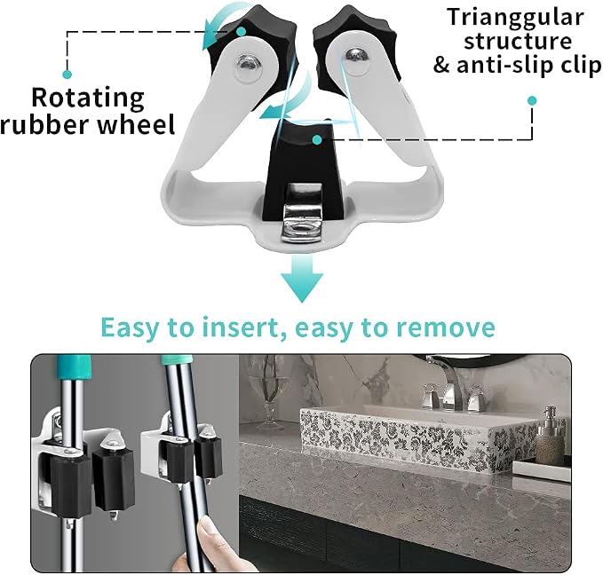 3-H Broom Hanger, Mop Holder Wall Mount 20 Pack, Broom Holder Wall Mount - Image 6