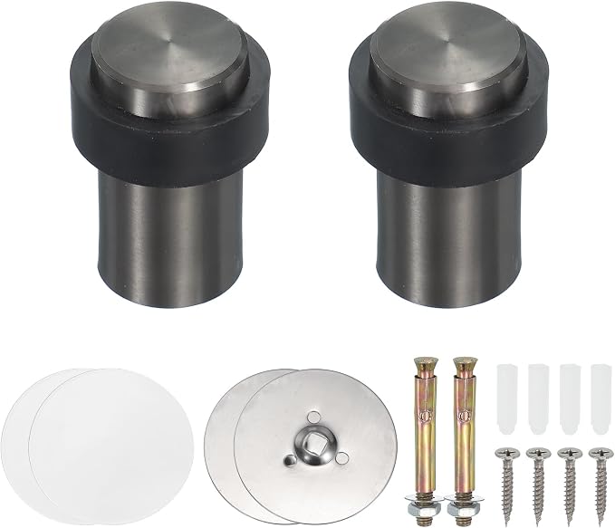 PATIKIL 2Set Round Door Stoppers, 60mm Stainless Steel Door Stop Doorstop Wedge by PATIKIL