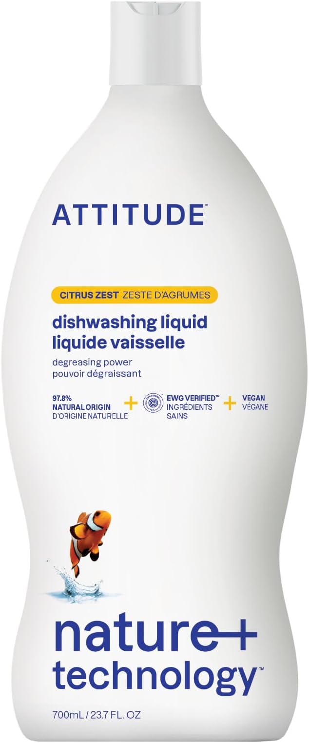 ATTITUDE Dish Soap, EWG Verified, Plant-Based & Vegan Dishwashing Liquid by ATTITUDE