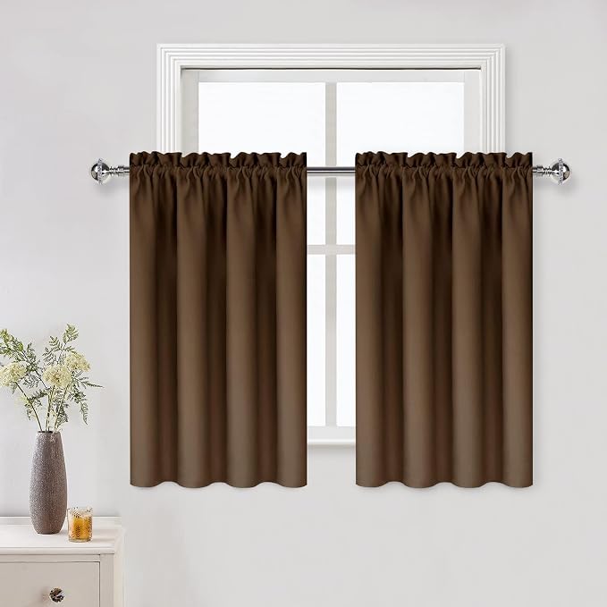 DWCN Brown Blackout Curtains for Small Window, Thermal Insulated Energy Saving by DWCN