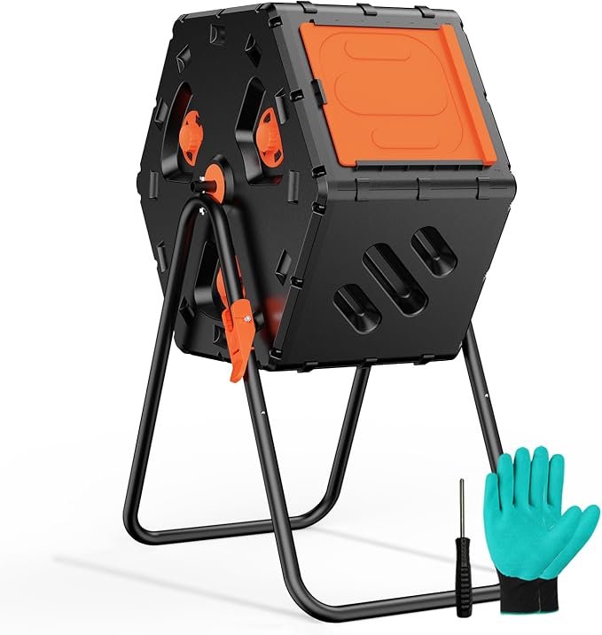 Compost Bin Outdoor 22.5 Gallon, Easy Assemble Composter Tumbler, 360°Rotating by TOPXIAN