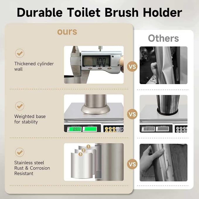 Stain Nickel Toilet Brush and Holder，Extra Long Handled Toilet Brush - Image 6