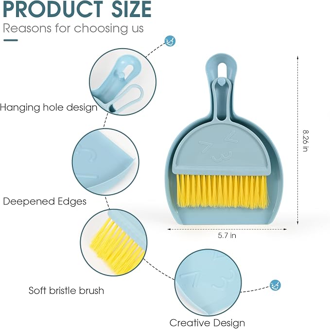 Small Broom and Dustpan Set, mini Compact Portable, - Image 2