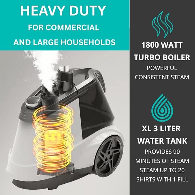 True & Tidy Heavy Duty Commercial Full Size Standing Garment Steamer - Image 4