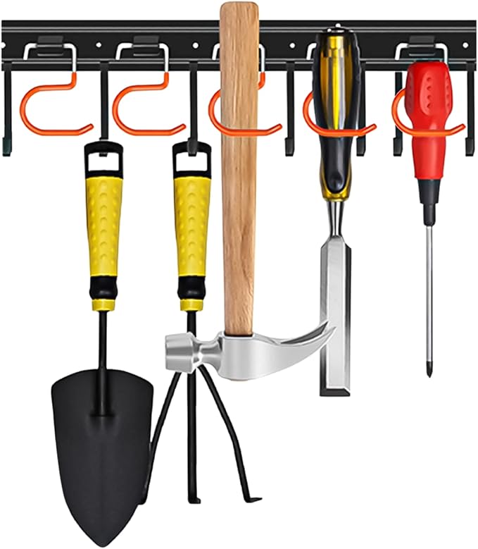 17'' All Metal Garden Tool Organizer Adjustable Garage Tool Organizer Wall by TVKB-FB