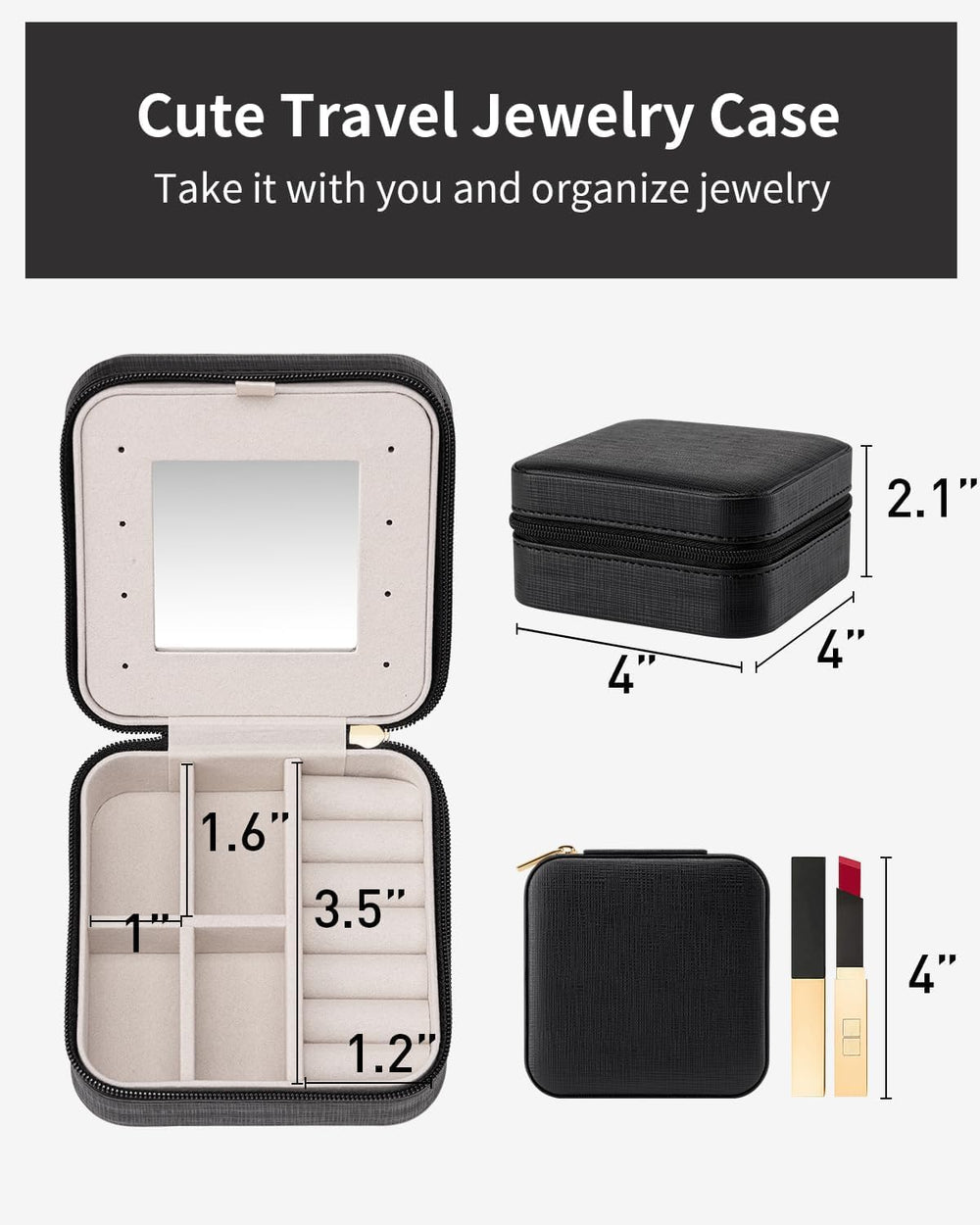 VLANDO Travel Jewelry Box, Small Jewelry Travel Organizer Case for Girls Wome...