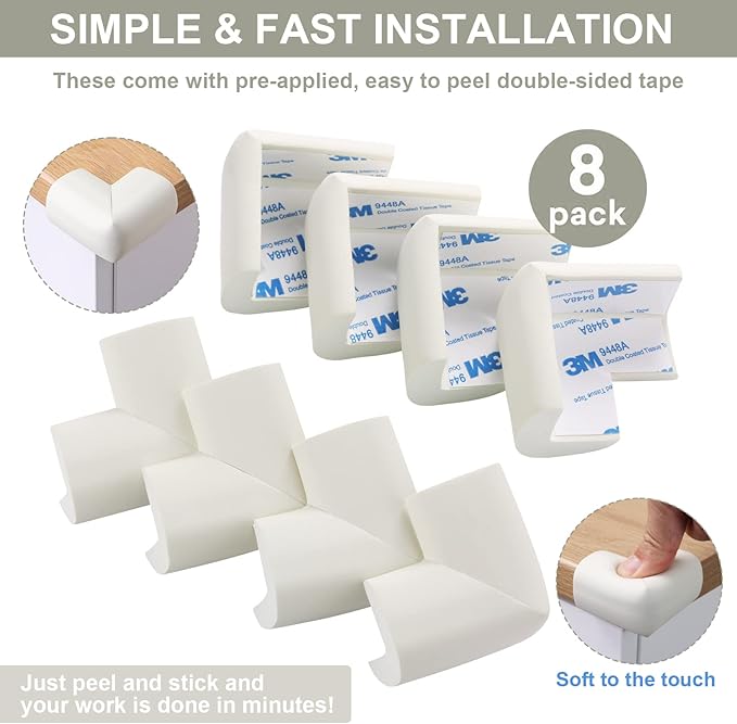 8 Pack Soft Sponge Table Corners, Corner Protector Baby, Baby Proofing Corner - Image 6