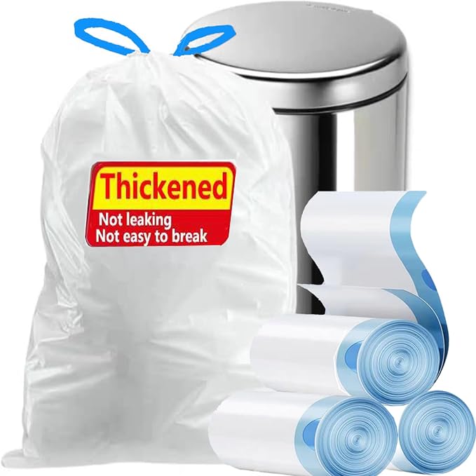 15 Gallon white drawstring trash bags, No tear open large floral scent garbage - Image 3