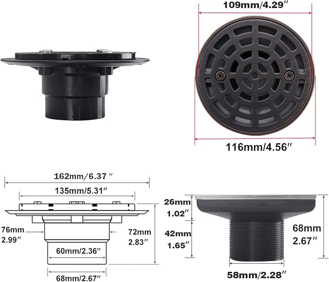 RANDOM Round Shower Drain SUS304 Stainless Steel Oil Rubbed Bronze Shower Drain - Image 2