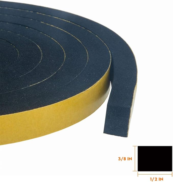 High Density Foam Tape 2-Pack, 1/2 Inch Wide X 3/8 Inch Thick, Self-Adhesive - Image 2