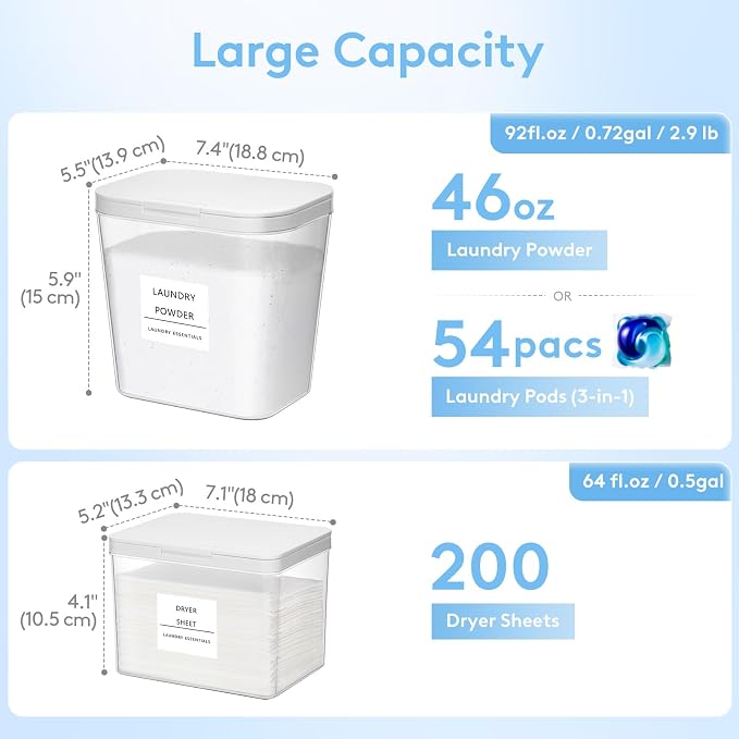 Lifewit 2+1 Laundry Pods Container & Dryer Sheet Holder, Large Powder Detergent - Image 4