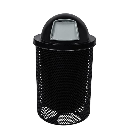 COATEDOUTDOORFURNITURE RDT-P-BLK Heavy Duty Round Trash Receptacle by CoatedOutdoorFurniture