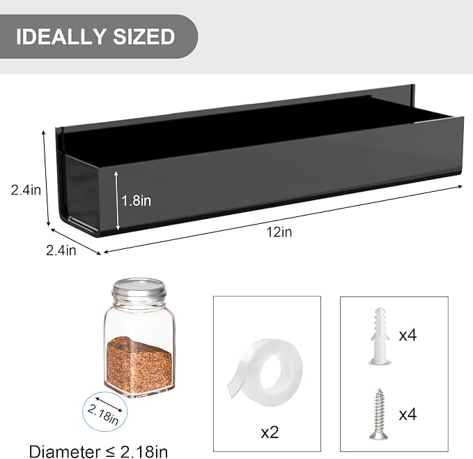 PMMASTO Adhesive Acrylic Spice Rack Organizer - Image 7