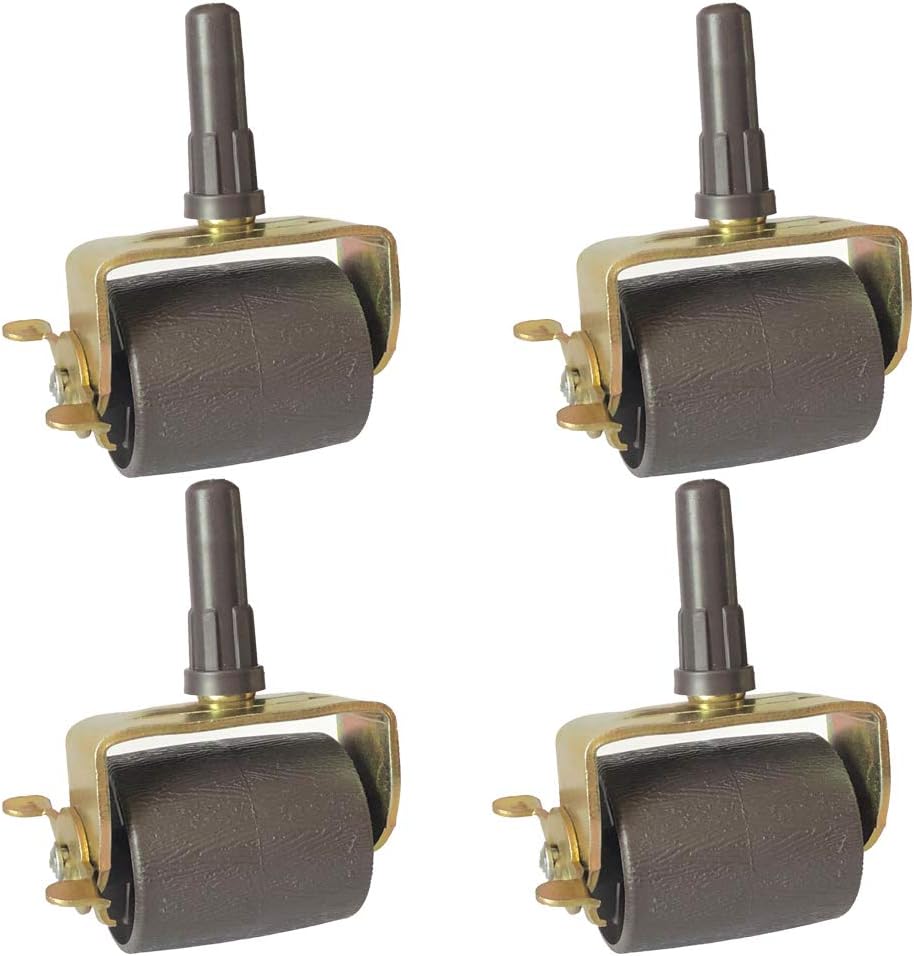 Metal Stem Heavy Duty Bed Frame Wheels Casters Rollers with Socket Sleeve Insters, Set of 4 Locking
