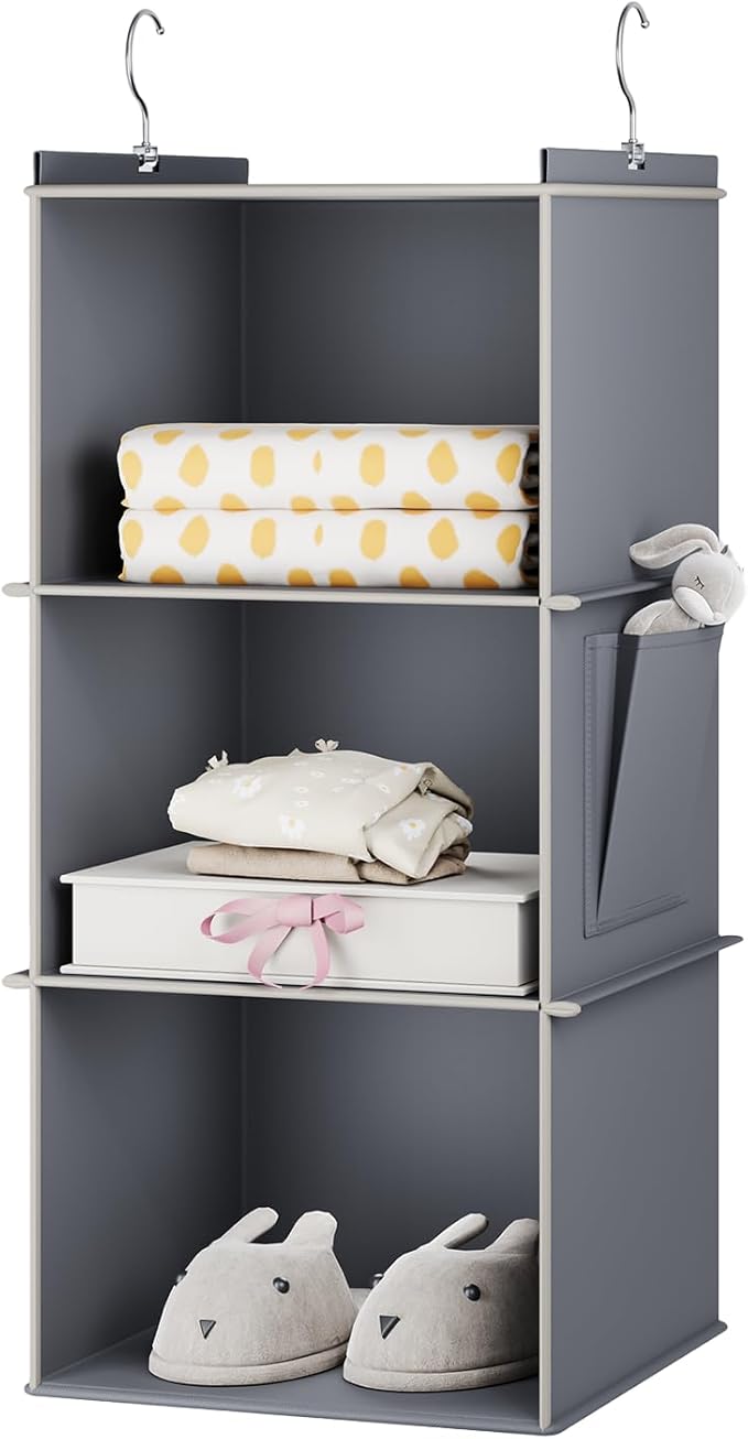 YOUDENOVA Hanging Closet Organizer, 3-Shelf Closet Hanging Storage Shelves by YOUDENOVA