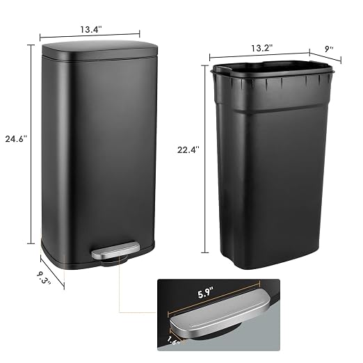 AthLike Trash Can, Stainless Steel Kitchen Garbage Can, Step Waste Bin - Image 6