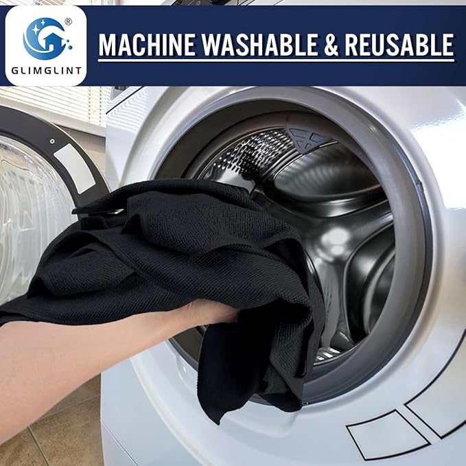 GLIMGLINT Black Microfiber Cleaning Cloth, 150 Pack Microfiber Towels - Image 6