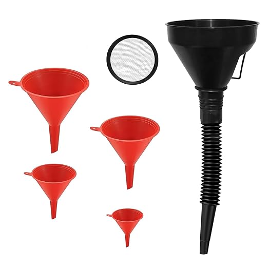 5 Pcs Automotive Funnels Set, Wide Mouth Fuel Funnel, Plastic Long Neck Oil by XhjzgcTech