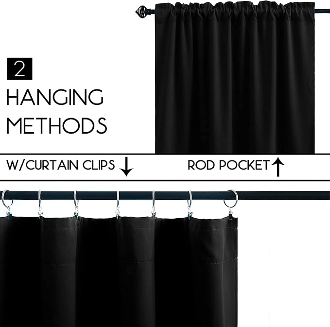 Pickluc Blackout Curtains 45 Inches Long 2 Panels, Room Darkening Tiers - Image 2