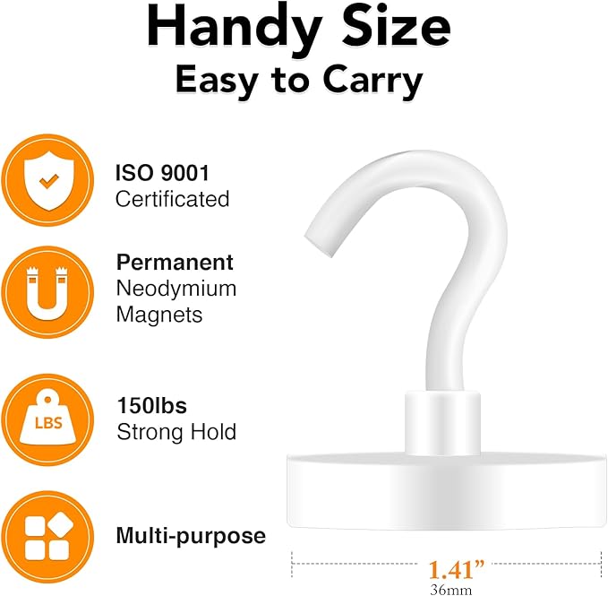 MIKEDE Magnetic Hooks Heavy Duty, 150LB Super Strong Magnetic Hooks - Image 4