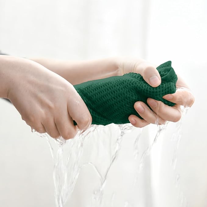 Artoid Mode 100% Cotton Dark Green Waffle Weave Kitchen Dish Cloths, 13x28 Inch - Image 4