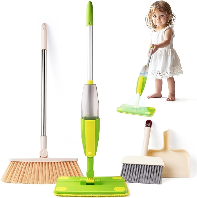 Kids Cleaning Toy Set, Mini Spray Mop Montessori Toys Pretend Play Cleaning Tool by Yeeammk