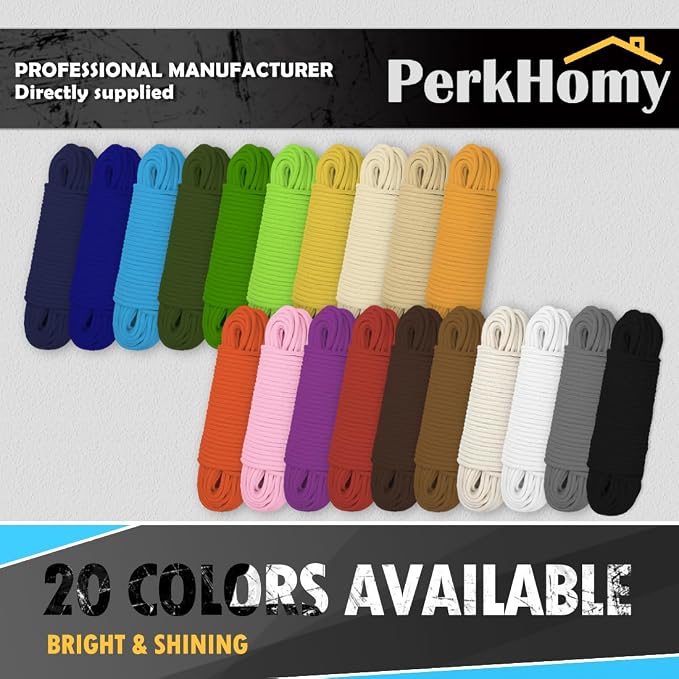 PerkHomy Cotton Rope 3/16" 100 ft Multi Purpose Utility Diamond Braided Cord - Image 6