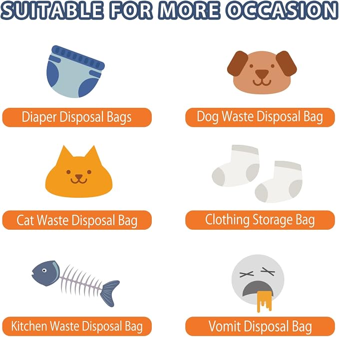 Odor Sealing Disposable Diaper Bags XS/300 Count Diaper Sacks Scented Diaper - Image 6