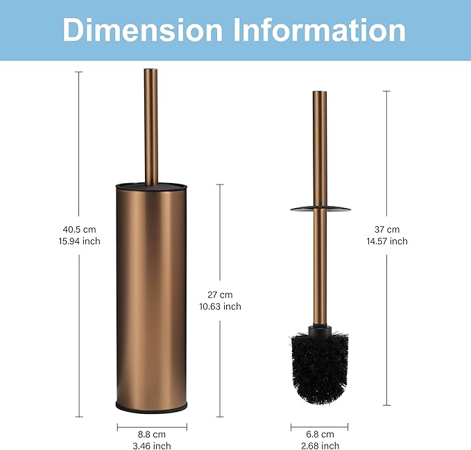 BGL Rose Gold Toilet Brush and Holder, Stainless Steel Toilet Brushes - Image 4