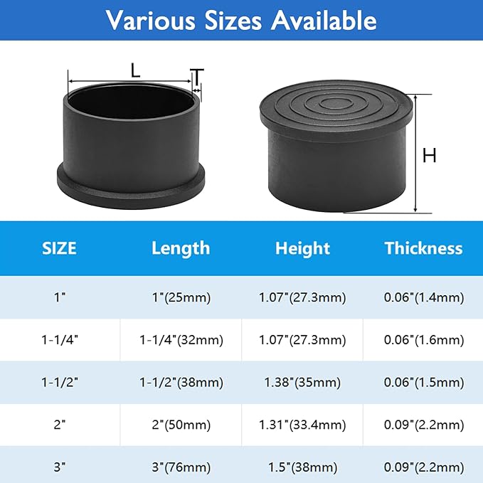4 Pcs 1" Round Rubber Chair Leg Caps, PVC Table Leg Covers, Flexible & - Image 9