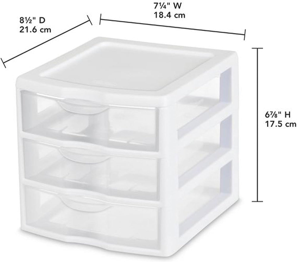 Sterilite Clearview Plastic Multipurpose Small 3 Drawer Desktop Storage Organ...