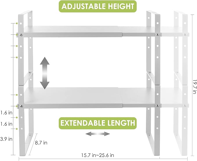 Expandable Cabinet Shelf Organizer Rack, Stackable Kitchen Counter Storage - Image 5