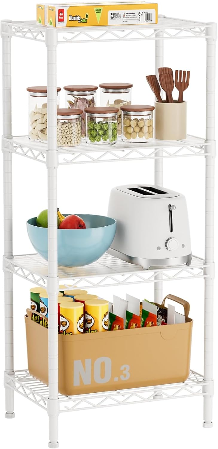 Golpart 4Tier Adjustable Storage Shelves Metal Wire Shelving Standing Shelf