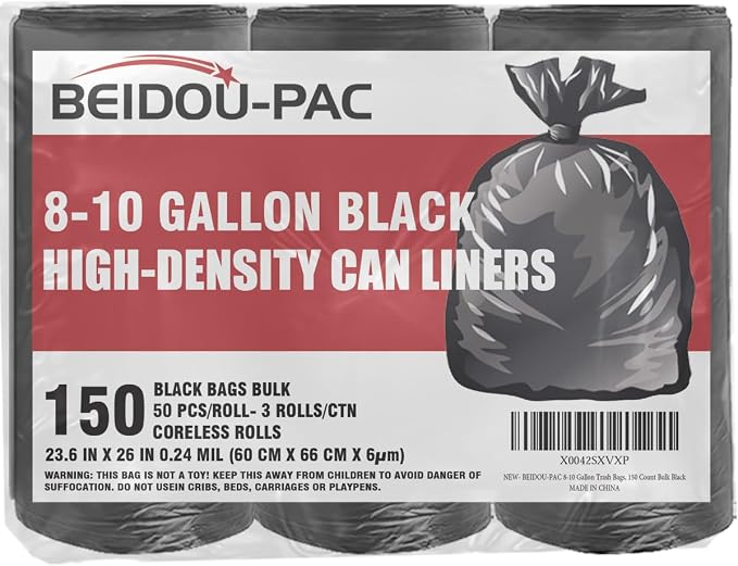 8-10 Gallon Trash Bags, Industrial, Commercial, Janitorial by BEIDOU-PAC