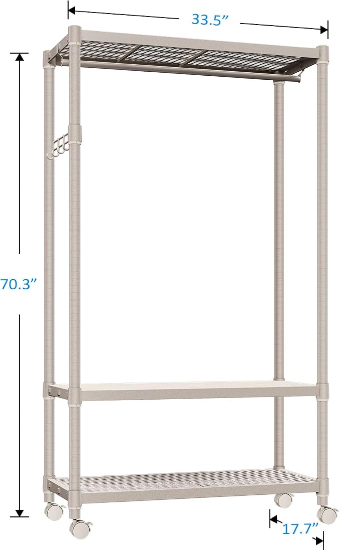 IZEUK Heavy Duty Rolling Garment Rack Wire Clothes Rack - Image 7